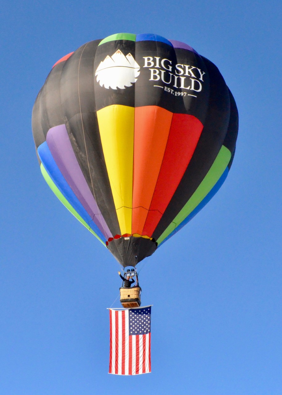 portrait big sky build hot air balloon sporting usa flag